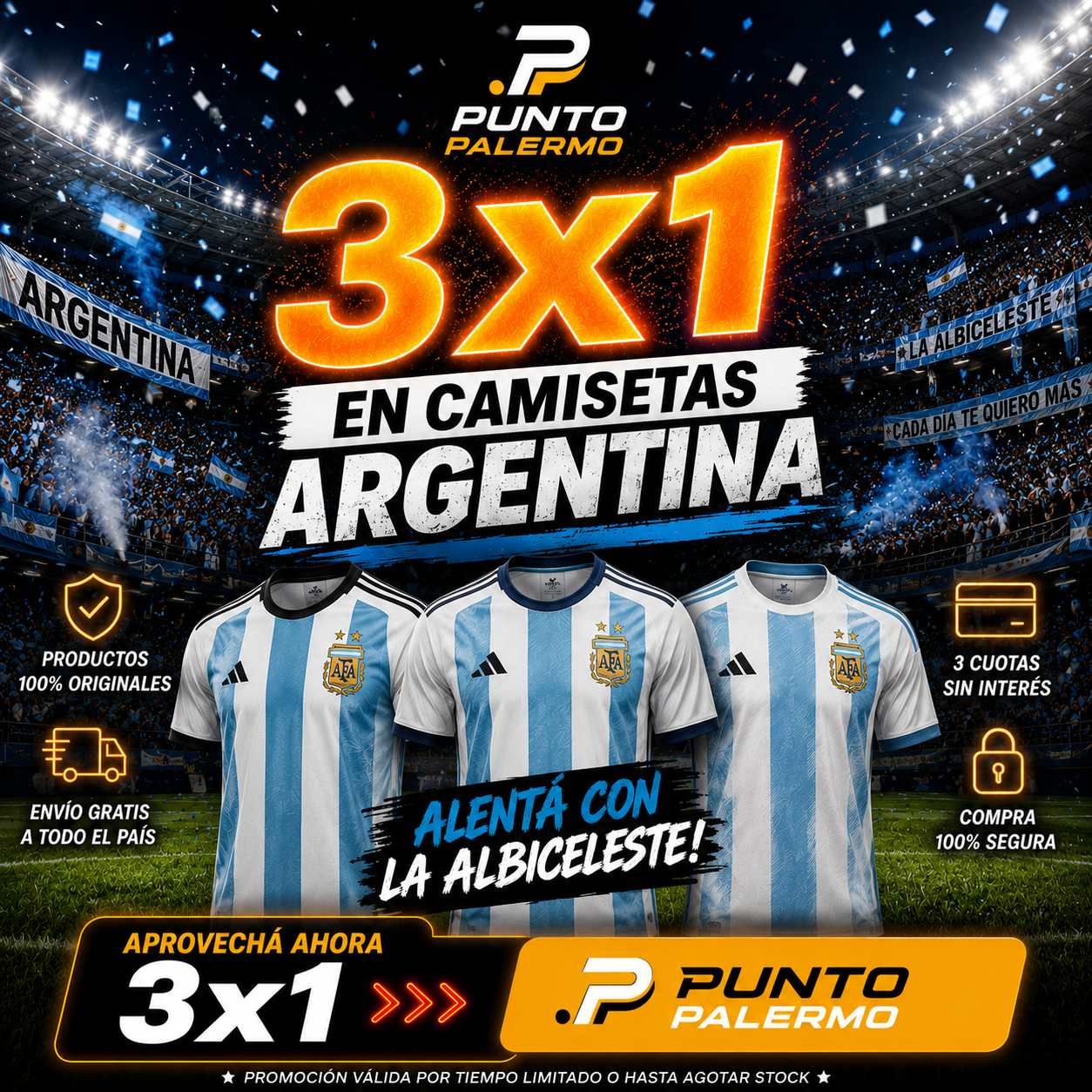 3x1 Camisetas Seleccion Argentina